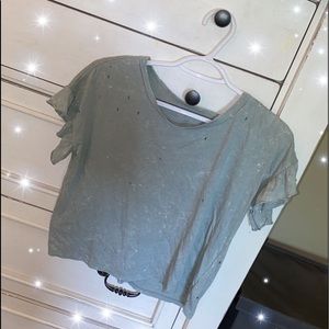 American Eagle Ruffled and Ripped Tee